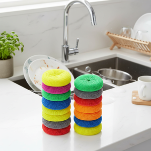 Lot de 30 éponges à récurer rondes en nylon non rayant, couleurs arc-en-ciel, pour vaisselle et casseroles - Product Image 5
