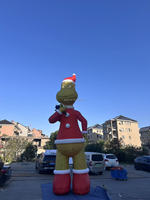 Décorations de jardin géantes gonflables du Grinch pour les fêtes de fin d'année avec lumières LED, décorations de Noël et du Nouvel An