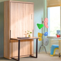 Lit mural pliable Queen avec bureau, structure démontable Lequan