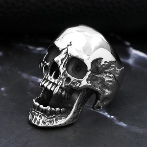 yunnique Skull <b>Ring</b> <b>Titanium</b> Steel Men's Halloween Jewelry Skeleton Design Long Teeth Retro Style - Product Image 4