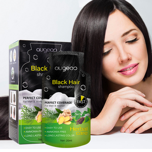 Augeas OEM vente en gros teinture noir pour cheveux sans ammoniaque couverture cheveux gris plante bulle 3 en 1 Sachet à base <span class=keywords><strong>de</strong></span> plantes teinture shampooing - Product Image 1