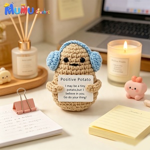 Audífonos de ganchillo hechos a mano personalizados al por mayor, con diseño de patata azul, de <span class=keywords><strong>boca</strong></span> plana, juguete de apoyo emocional, suministro a granel para regalos. - Product Image 3