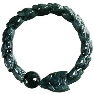 Pulsera de Jadeíta Natural con Diseño de Huesos de Dragón, Jade Azul Agua, UNISEX, Diseño Original, Estilo Chino, con Certificado de Tasación SL97 - Product Image 5