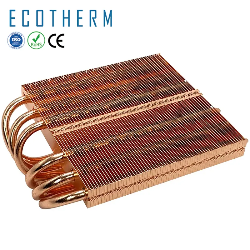 New product copper zippered fin heat sinks 25cm x 15cm aluminum heat sink with heat pipe