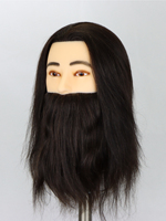 Tête de mannequin homme 100% cheveux humains avec barbe pour les étudiants en école de coiffure, formation professionnelle en coupe de cheveux