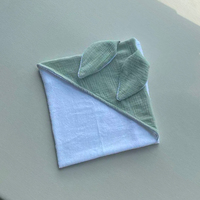 Peignoir de Bain Bébé à Capuche en Mousseline Éponge Douce et Absorbante, Couleur Unie, avec Oreilles de Lapin, en Bambou, Serviette de Bain Capuchon pour Bébé