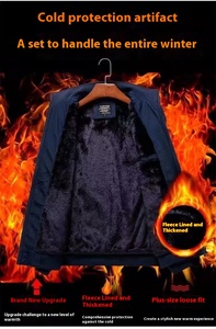 Salida de fábrica Otoño Invierno nuevos hombres gruesos cálidos cuello alto cierre de cremallera negocios Casual Chaqueta de algodón abrigo de papá - Product Image 5