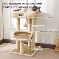 Arbre à chat d'intérieur multi-niveaux avec lit en peluche, perchoir tressé et poteaux à gratter en sisal, mobilier d'escalade pour chat OEM/ODM