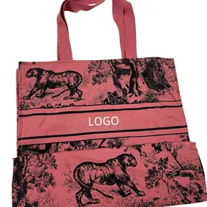 Counter Gift Animal Pattern Big Brand Luxury Canvas Women's Bag Student Capacity Shopping Bag Tote Cotton Linen Changing Bag