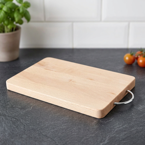 Tagliere in Legno di Faggio Naturale 35,5x22cm DEMOLLI Made in Italy con Manico in Metallo Multiuso Etichetta in Cartone - Product Image 3