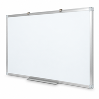Tableau blanc magnétique mural effaçable à sec avec cadre en aluminium, pinces de suspension et plateau pour marqueurs