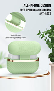 เคสหูฟังซิลิโคนกันกระแทกพร้อมที่จับกันลื่นสำหรับ <span class=keywords><strong>airpods</strong></span> 1/2/3/4 & <span class=keywords><strong>airpods</strong></span> <span class=keywords><strong>Pro</strong></span> 2 - Product Image 2