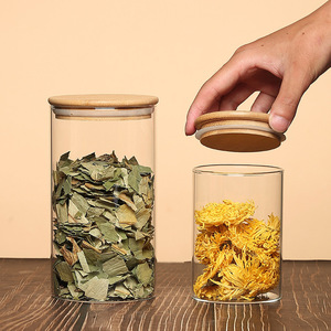Contenitori per Cucina in <span class=keywords><strong>Vetro</strong></span> Borosilicato con Coperchio in Bambù, <span class=keywords><strong>Barattoli</strong></span> Ermetici per Spezie, Vendita all'Ingrosso - Product Image 4
