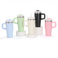 Nouvelle Tasse Cadeau Simple à Double Paille, Couleur Unie, Double Paroi Sous Vide, en Acier Inoxydable 304/201, Isolation Thermique 6-12 Heures