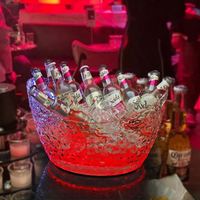 Vente en gros de bacs à boissons LED personnalisés, baril à champagne, seau à glace pour bière, refroidisseur de bouteilles, glorificateur d'affichage