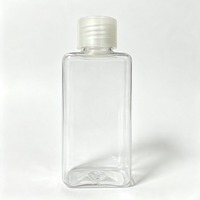 Bouteille en plastique PET carrée transparente avec bouchon à vis blanc, conteneur cosmétique de voyage vide, flacon pour échantillon de lotion liquide