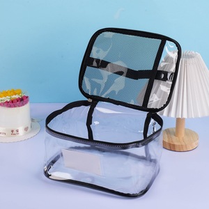 Pochette de toilette transparente en PVC noir avec logo personnalisé, grande pochette cosmétique imperméable, sac de maquillage de voyage pour fête au bord de la <span class=keywords><strong>piscine</strong></span>, plage - Product Image 4
