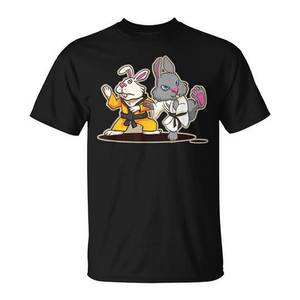 T-shirt promotionnel Kung Fu Bunny Fighter Arts Martiaux noir unisexe col rond manches courtes pour adulte - Product Image 2