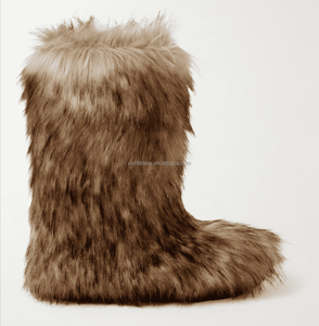 Bottes d'hiver en cuir chaud surdimensionnées moelleuses de luxe unisexe Bottes de motard en fourrure de <span class=keywords><strong>ski</strong></span> Bottes de motard en fourrure marron Bottes en fausse fourrure - Product Image 1