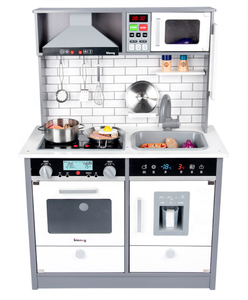Juego de cocina de combinación de sonido y luz de madera, juguete de juego de simulación para niños, comida y cocina, juego de simulación - Product Image 1