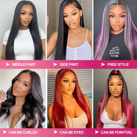 Qualité naturel péruvien 100% perruque de cheveux humains soyeux droite suisse HD dentelle frontale perruque de cheveux humains dentelle avant perruque pour les femmes noires