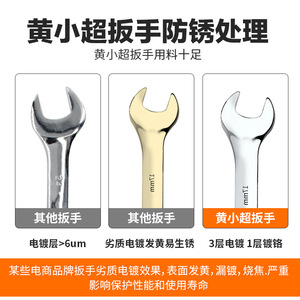 Juego de llaves de boca abierta Huang Xiaochao de 17 mm, doble extremo, con trinquete, métricas, cromadas, de grado industrial, herramienta para reparación de automóviles - Product Image 5