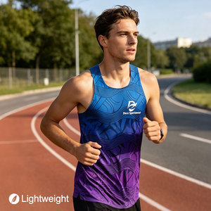 Low MOQ Custom Sublimation Polyester Quick Dry <strong>Running</strong> Vest Breathable Lightweight Seamless <strong>Men</strong> Women's Gym Sport Pro <strong>Singlet</strong> - Product Image 1