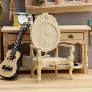 Muebles en miniatura 1:12 de alta calidad, silla de comedor de cocina de madera para decoración de casa de muñecas - Product Image 2