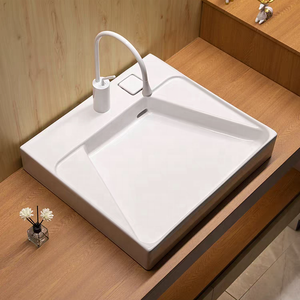 Lavabo Moderno <span class=keywords><strong>de</strong></span> Cerámica Blanca <span class=keywords><strong>para</strong></span> Baño, <span class=keywords><strong>Lavadero</strong></span>, Lavabo <span class=keywords><strong>para</strong></span> Lavar <span class=keywords><strong>Ropa</strong></span> - Product Image 3