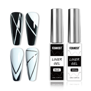 FZANEST Super Black White Liner Gel Nail Art Painting LED Lámpara Fuente Manicura francesa Wave Swirls Cepillo fino <span class=keywords><strong>Euphoria</strong></span> Barniz - Product Image 1
