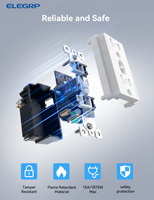 Prise d'alimentation intelligente ELEGRP US Standard 15A Tuya prise murale intelligente Wifi compatible avec la surveillance de l'énergie