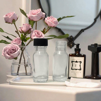 Botol kaca Boston bening 15ml 0.5oz dengan tutup sekrup layar wadah Makeup kosmetik cetak