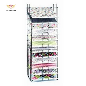 Colorful Metal Display Stand Hanging and Floor Standing Drawing Paper Rack Steel Shelf for Advertising