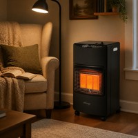 Chauffage au gaz propane portable pour intérieur, 3 niveaux de chaleur, roulettes pivotantes, brûleur céramique radiant infrarouge
