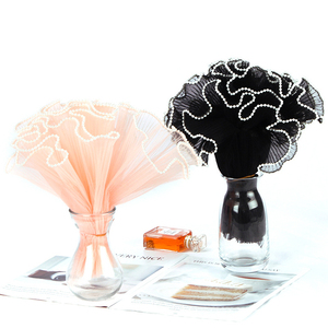 Ngọc Trai Xếp Li Sóng Lưới Hoa Gói Lưới Giấy Với Ngọc Trai Cạnh Bó Hoa Bao Bì Cho Valentine Của Ngày Bán Hoa - Product Image 5