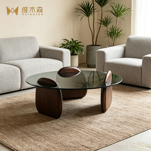 <span class=keywords><strong>Tavolino</strong></span> <span class=keywords><strong>da</strong></span> Caffè Shark, Design Minimalista Italiano, Rotondo <span class=keywords><strong>in</strong></span> <span class=keywords><strong>Vetro</strong></span> e Legno Massello, per Soggiorno, Prodotto <span class=keywords><strong>in</strong></span> Guangdong - Product Image 2