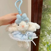 Porte-clés Lapin en Peluche Adorable, Pendentif Doux, Breloque de Sac, Jouet en Peluche Mignon pour Filles, Cadeau Décoratif
