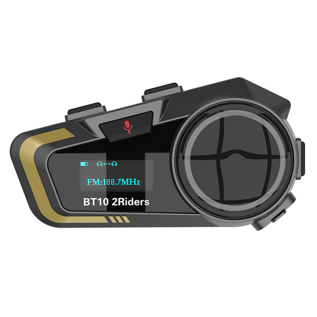 Full Duplex Intercom Helmet Headset with 40mm HiFi Speakers and Full Channel FM Radio