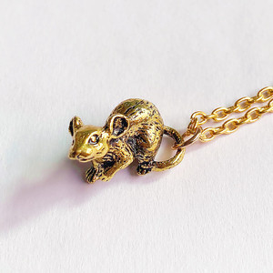 Collier pendentif en forme de souris, animal mignon, sportif, plaqué or, tendance européenne et américaine, pour <span class=keywords><strong>animaux</strong></span> de compagnie, souris des bois, chaîne en bambou, unisexe - Product Image 4