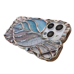 Étui de téléphone en TPU brillant à motif de feuilles de luxe pour iPhone 15 16, design de lentille scintillante en diamant, protection pour les modèles 14 Plus et versions précédentes - Product Image 4