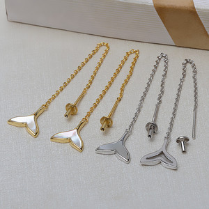 S925 Silver Fish Tail DIY Accessory for Rest Your Life <b>Necklace</b> <b>Earring</b> & Ring <b>Set</b> 5-7 <b>Pearl</b> Hollow Holder Fashion Jewelry 3218 - Product Image 5