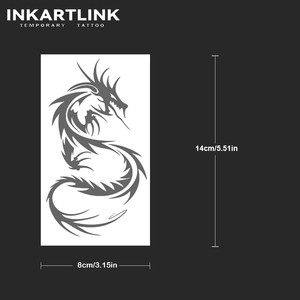 INKARTLINK <span class=keywords><strong>Tatouage</strong></span> semi-permanent personnalisé <span class=keywords><strong>Dragon</strong></span> Tribal, imperméable, longue durée (2 semaines), autocollant, encre Jagua - Product Image 4