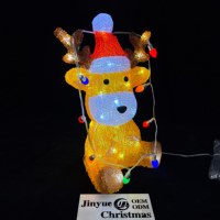 Renne en acrylique 3D LED étanche IP44 avec chapeau de Père Noël, décoration lumineuse pour jardin extérieur de Noël