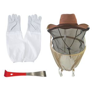 Juego de herramientas de apicultura para apicultores, incluye guantes de piel de cabra de nueva condición, raspador de colmena de acero inoxidable, sombrero de abeja para granjas de abejas - Product Image 1