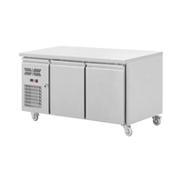 Réfrigérateur commercial en acier inoxydable sous comptoir, 2 portes, table de travail réfrigérée