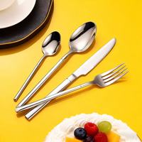 Juego de Cubiertos de Acero Inoxidable, Dorado, Plateado, Mate, Cuchara, Tenedor, Cuchillo, Vajilla Moderna de Lujo con Mango Largo para Bodas y Restaurantes