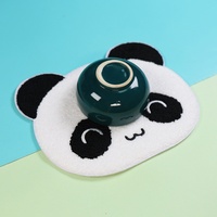 Sous-verre en feutre écologique personnalisé avec personnage de dessin animé, motif panda, brodé, absorbant et isolant thermiquement, et tapis de souris en peluche