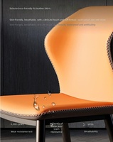 Chaises de salle à manger d'extérieur en cuir italien de style nordique, design moderne et luxueux, avec dossier haut, en métal, pour hôtels et restaurants