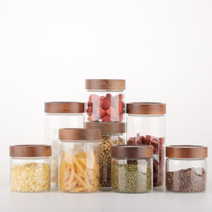 Commercio all'ingrosso vetro borosilicato ermetico barattoli di stoccaggio 16oz 30oz 500ml <span class=keywords><strong>900ml</strong></span> con coperchio di bambù bocca larga per la conservazione degli alimenti in cucina - Product Image 5