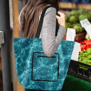 Printed <b>Foldable</b> Shopping Bag Tote Large Capacity Shoulder Carry Bag for Grocery Travel - Product Image 5